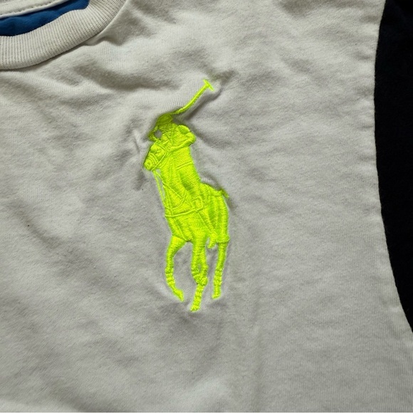 Polo Ralph Lauren Big Pony Color Block T-Shirt Youth Size Large 14/16 Blue White - Picture 4 of 8